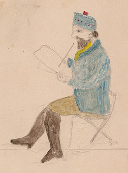 Portrait of von Guerard sketching, 1855 by Black Johnny (Mitchell Library, State Library of New South Wales)