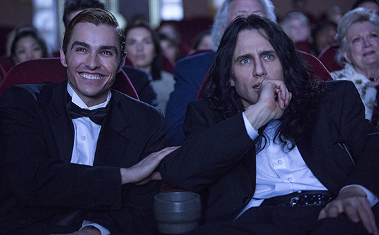 Dave Franco as Greg Sestero and James Franco as Tommy Wiseau in The Disaster Artist Roadshow Films