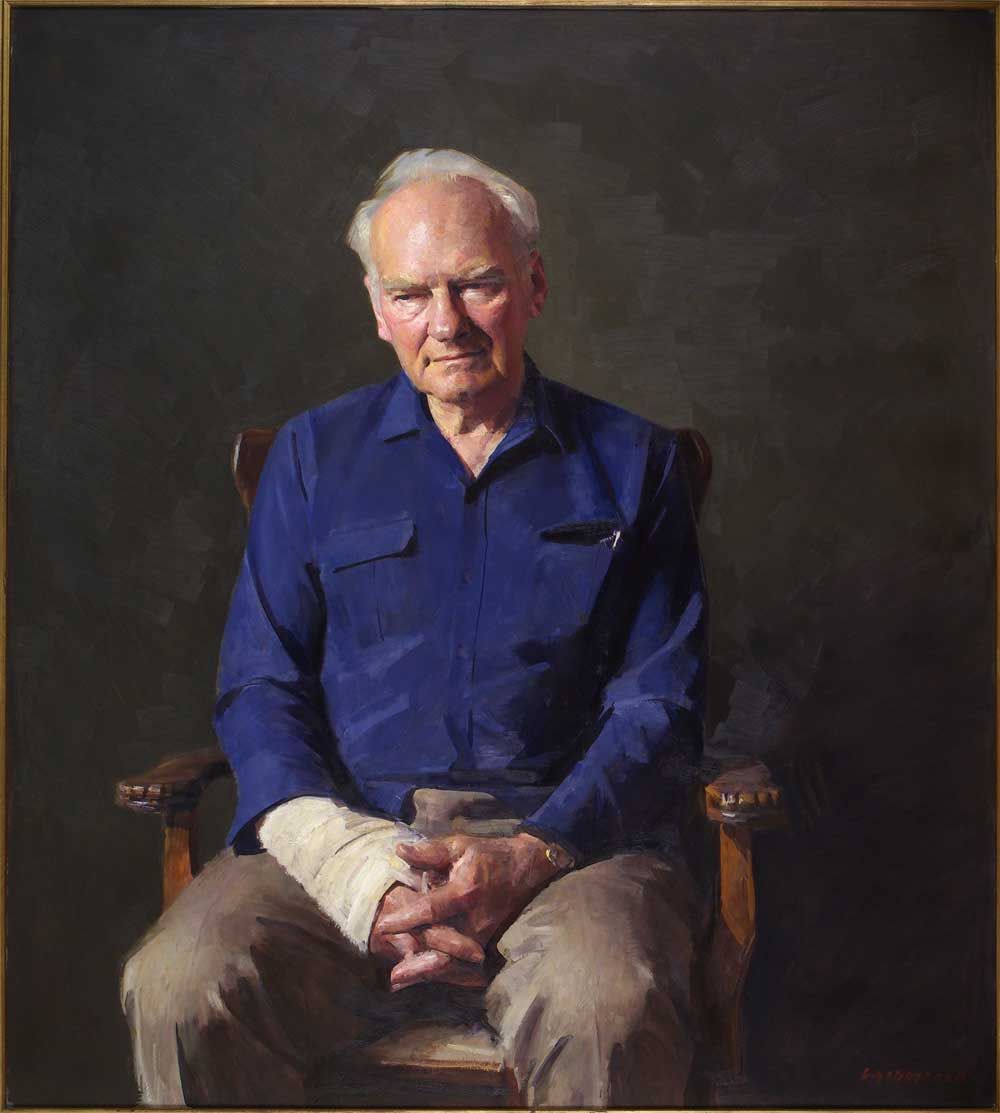 Portrait of Hugh Stretton, 1992, by Robert Hannaford