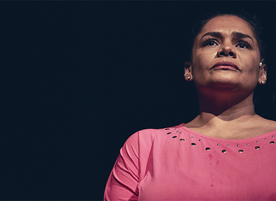 Lisa Flanagan as Petra in Odeon Theatre's production of Brothers Wreck (photos by Tim Grey)