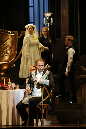 Michael Kupfer Radecky as Hans Sachs Natalie Aroyan as Eva Dominica Matthews as Magdalene and Nicholas Jones as David photograph by Jeff Busby