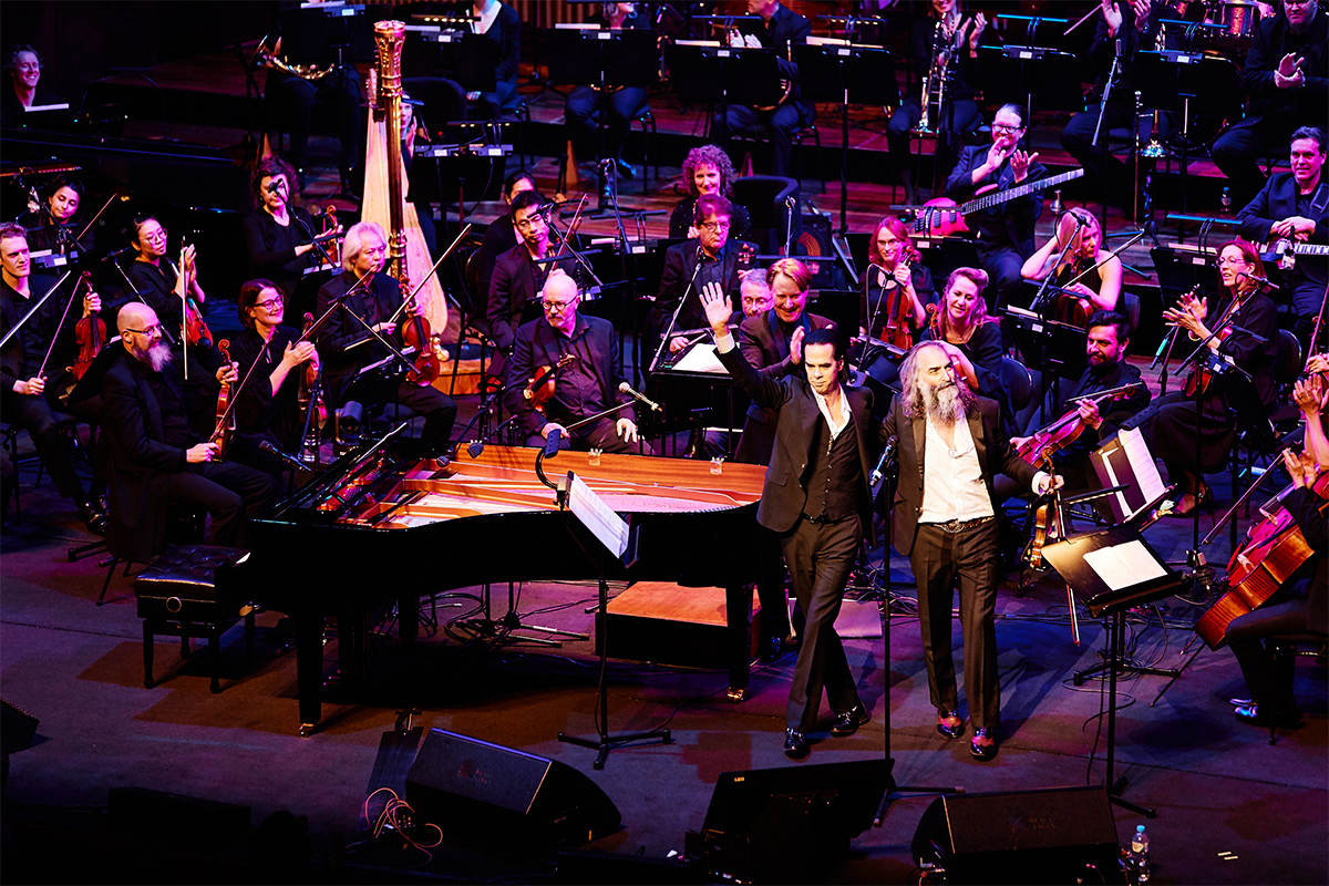  Nick Cave and Warren Ellis performing with the Melbourne Symphony Orchestra (photograph by Jayden Ostwald)
