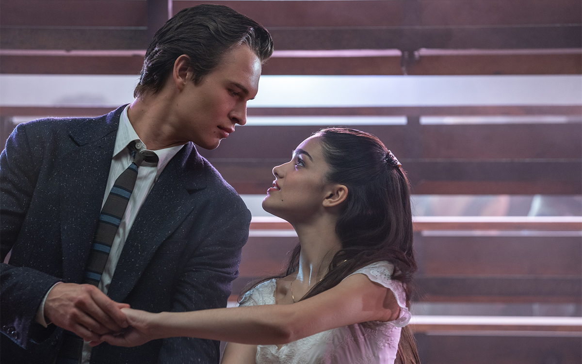 Ansel Elgort as Tony and Rachel Zegler as Maria in West Side Story (photograph by Niko Tavernise/20th Century Studios)
