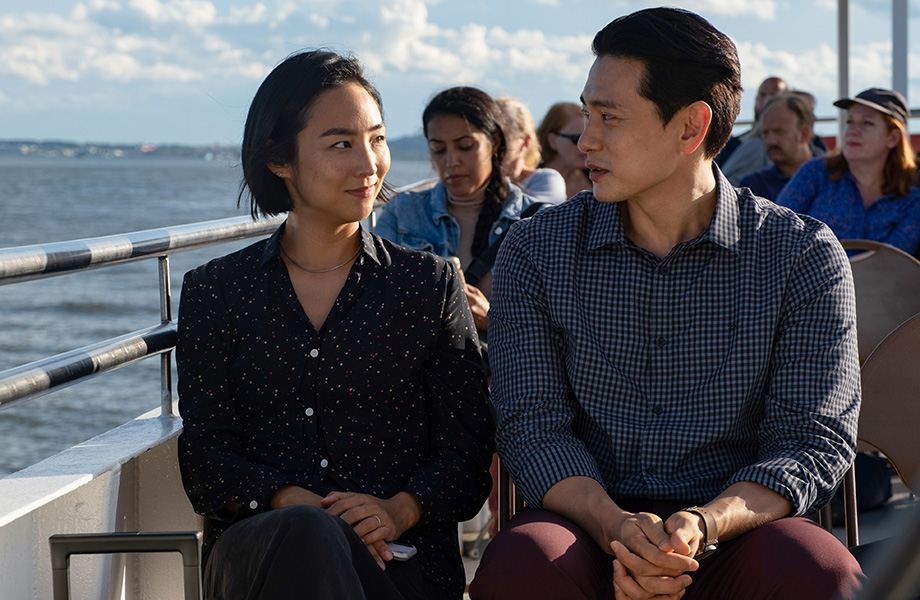 Greta Lee as Nora and Teo Yoo as Hae Sung.