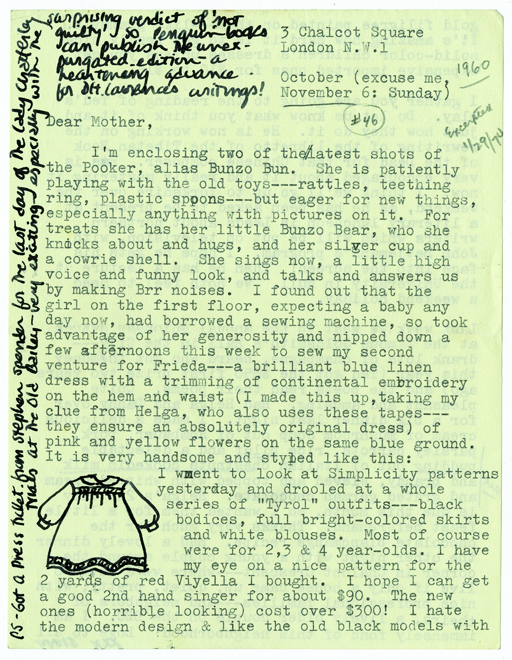 Sylvia Plath to Aurelia Plath Lilly, 6 November 1960 (photograph via Lilly Library, Indiana University, Bloomington, Indiana) 