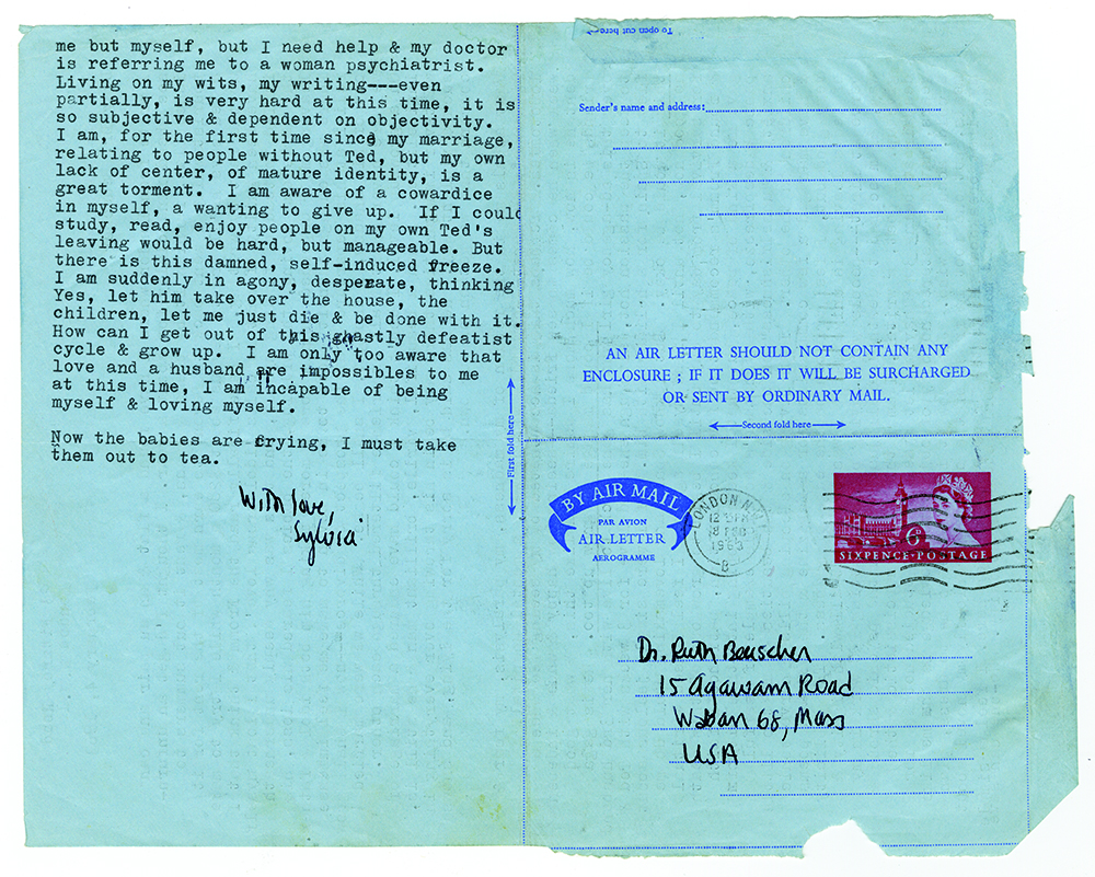 Sylvia Plath to Ruth Beuscher Smith, 4 February 1963, page 2 of 2 (photograph via Mortimer Rare Book Collection, Smith College Special Collections)