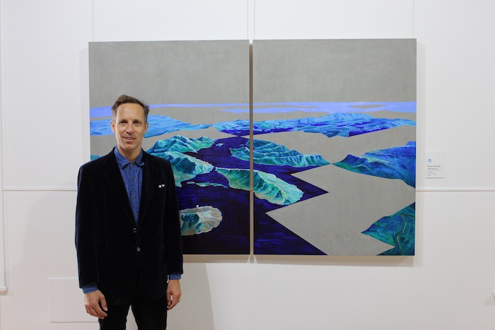 Piers Greville, winner of the Glover Prize 2019, with his work entitled Pedder Prime Cuts