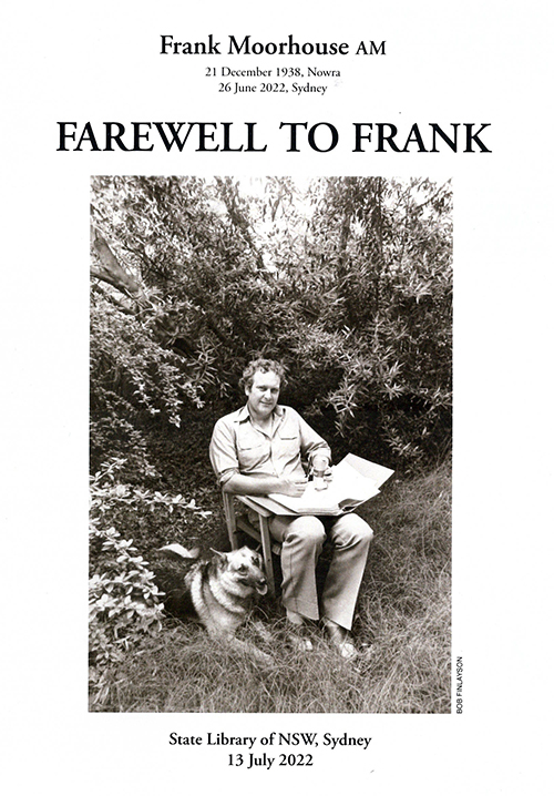 Frank Moorhouse memorial pamphlet (photograph supplied)