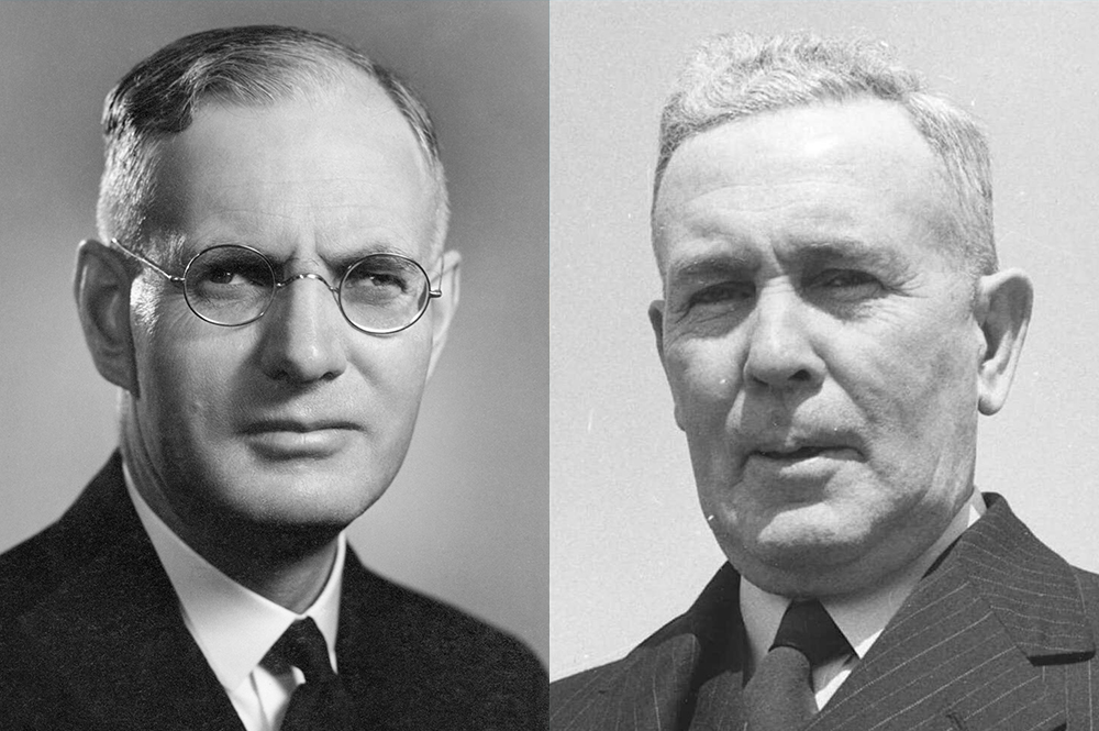 Former prime ministers of Australia, John Curtin and Ben Chifley (photographs via Wikimedia Commons)