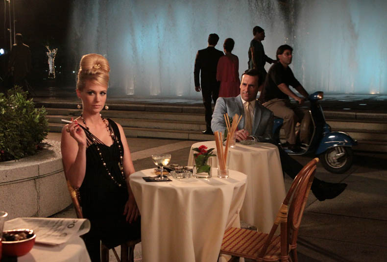 Betty Draper (January Jones) and Don Draper (Jon Hamm) in Mad Men (photograph by Carin Baer, AMC)