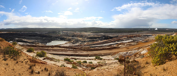 Panorama-anglesea-open-cut-coal-mine-power-station photograph by John Englart
