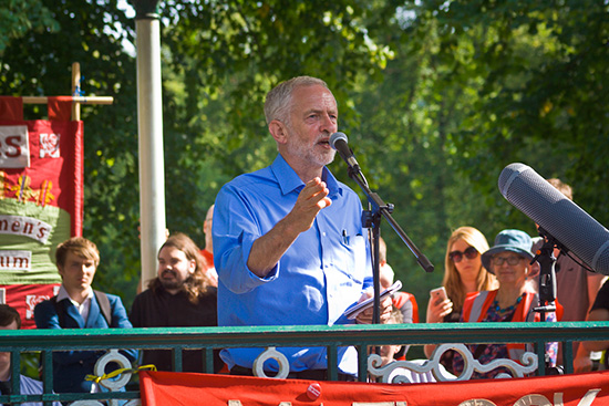 Jeremy Corbyn Leader of the Labour Party UK speaking at rally Tsering Lhamo Wikimedia Commons