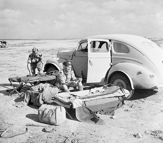 The journalists Alexander Clifford of the Daily Mail and Alan Moorehead of the Daily Express in the North African desert 1942.  500px