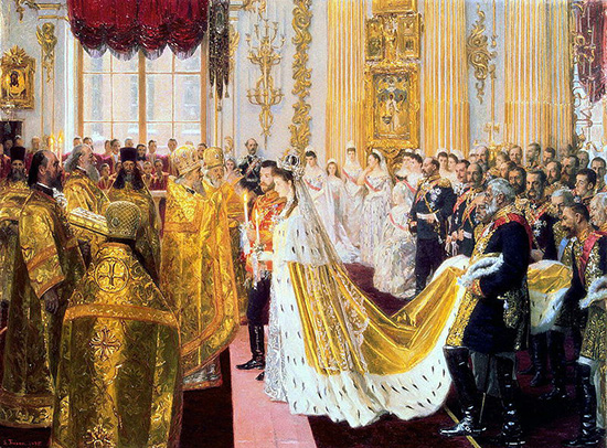 Wedding of Nicholas II and Alexandra Feodorovna by Laurits Tuxen 1895 Hermitage 550