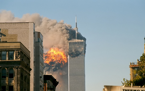 UA Flight 175 hits WTC south tower 9 11 550