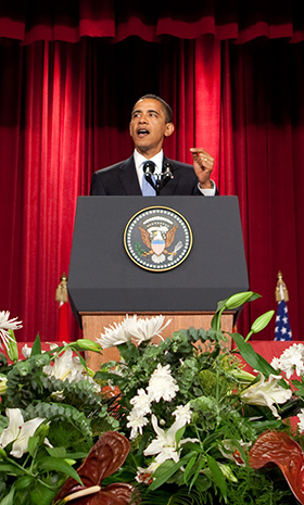 Barack Obama at Cairo University cropped 280