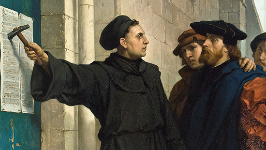 Luther posting his Ninety Five Theses in 1517