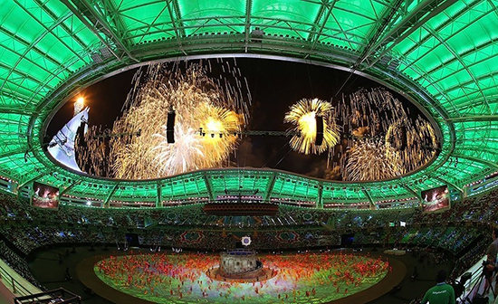 The opening ceremony of the fifth Asian Indoor and Martial Arts Games at the Saparmurat Turkmenbashi Olympic Stadium Turkmenistan photograph by Javid Nikour Wikimedia Commons