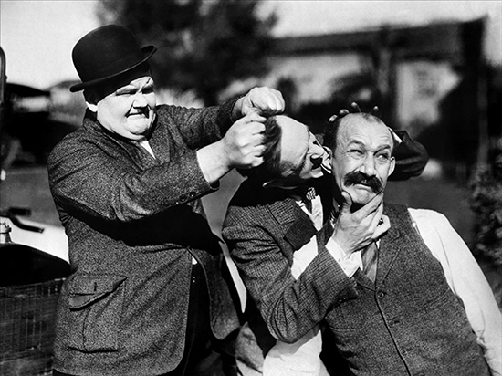 Oliver Hardy Stan Laurel and James Finlayson in Big Business 1929 (MGM)