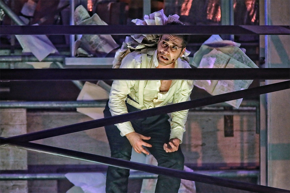 Simon Lobelson in Opera Australia's 2018 production of Metamorphosis at The Opera Centre Scenery Workshop
