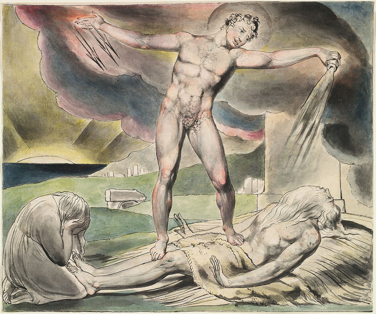William Blake,  	 English: Illustrations to the Book of Job, The Linnell Set, object 6 (Butlin 551.6) "Satan Smiting Job with Boils"