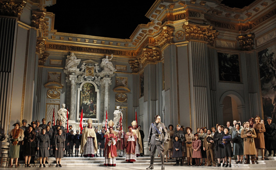 Claudio Sgura as Scarpia and the Opera Australia Chorus Photograph by Jeff Busby