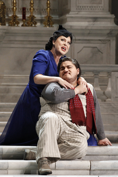 Martina Serafin as Tosca and Diego Torre as Cavaradossi photograph by Jeff Busby