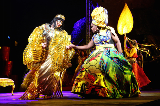 Milijana Nikolic as Amneris and Latonia Moore as Aida in Handa Opera on Sydney Harbour Aida photograph by Prudence Upton