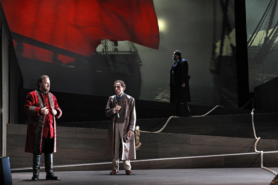 Oskar Hillebrandt Warwick Fyfe Carlos E Bárcenas in The Flying Dutchman photograph by Jeff Busby