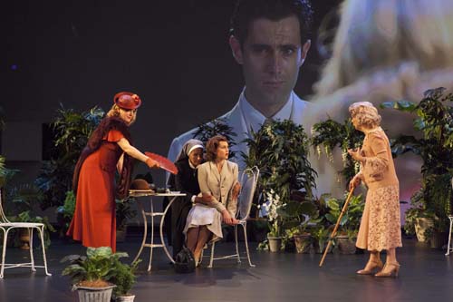 Susan Prior Paula Arundell Eryn Jean Norvill Robyn Nevin foreground Mark Leonard Winter background in Sydney Theatre Companys production of Suddenly Last Summer photograph by Brett Boardma