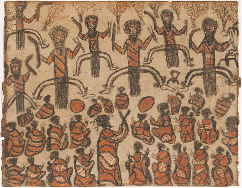 William Barak Corroboree drawing charcoal and natural earth pigments over pencil 1895 source wikicommons