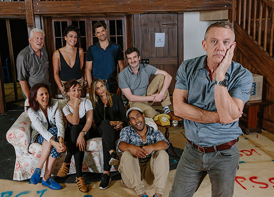 The cast of Queensland Theatre and Melbourne Theatre Companys Noises Off