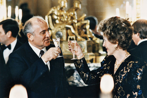 Nancy Reagan with Mikhail Gorbachev