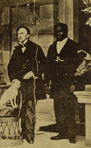 Photograph Dr. James Barry with negro servant and dog. Wellcome 300