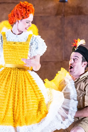 Anna Dowsley as Papagena and Christopher Hillier as Papageno photography by Albert Comper cropped