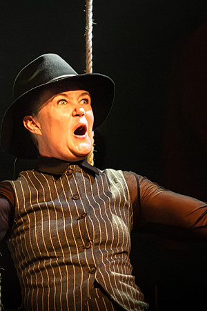 Emily Tomlins as Elizabeth in SAINTS at La Mama Courthouse (photograph by Darren Gill)