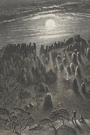 William Blandowski engraving of Hanging Rock 550