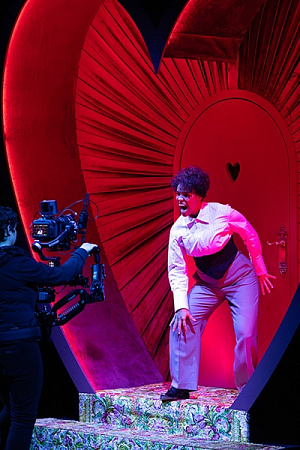 Zahra Newman as Dracula and camera operator Lucy Parakhina (photograph by Daniel Boud)