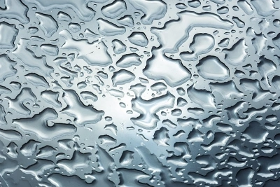 Rain on glass from below