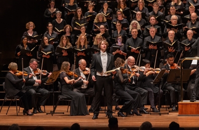 Ruari Bowen as the Evangelist (photograph by Nico Keenan)