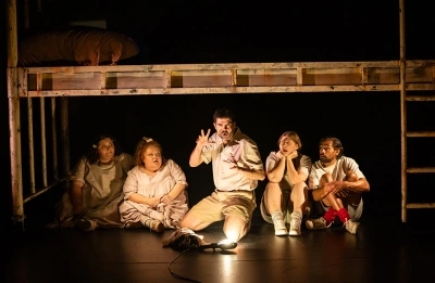 Kartanya Maynard, Megan Wildin, Mathew Cooper, Stephanie Somerville and Jarron Andy in Stolen (photograph by Daniel Boud)