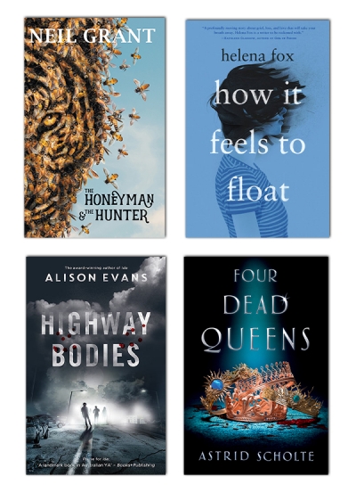 Emily Gallagher reviews &#039;Highway Bodies&#039; by Alison Evans, &#039;Four Dead Queens&#039; by Astrid Scholte, &#039;The Honeyman and the Hunter&#039; by Neil Grant, and &#039;How It Feels to Float&#039; by Helena Fox